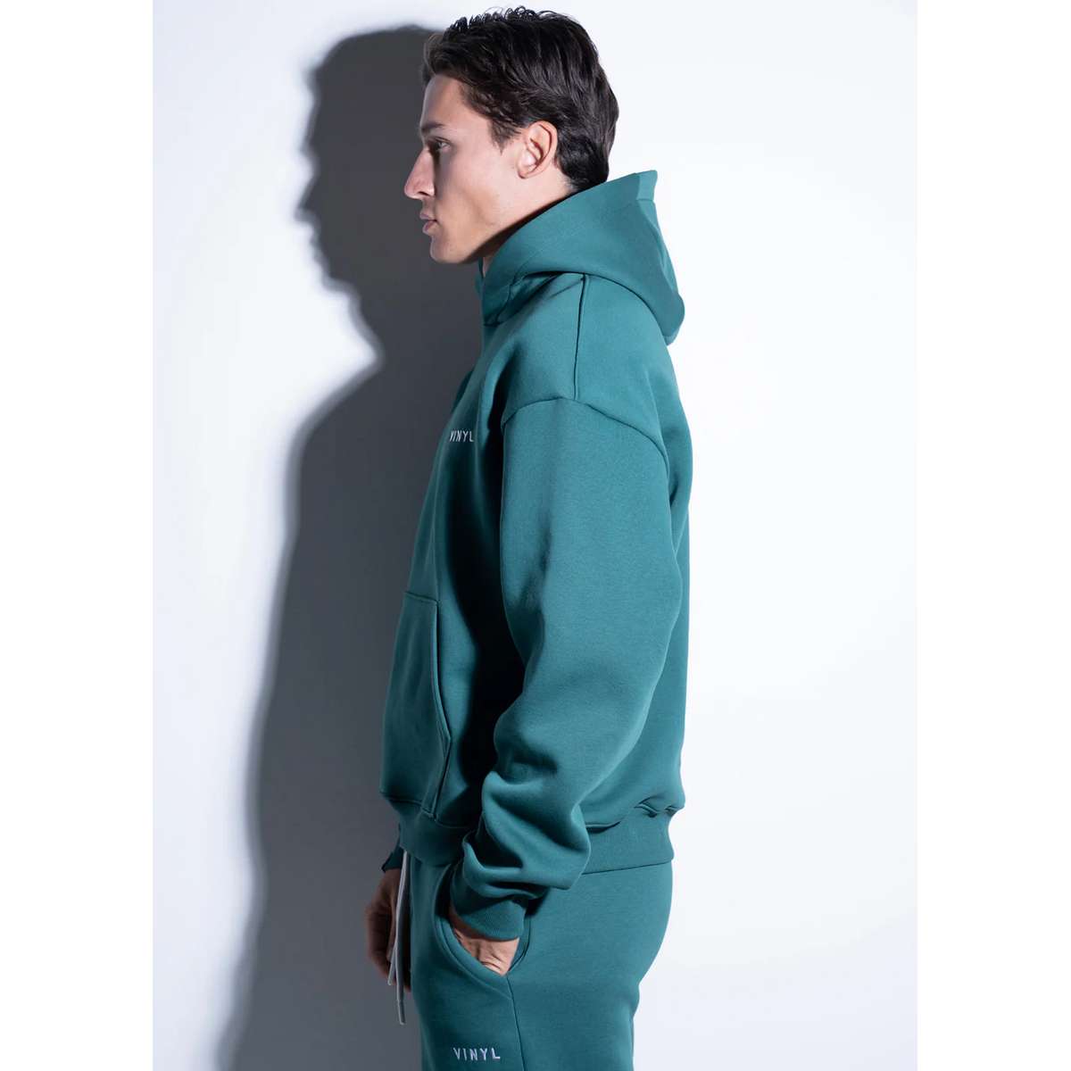 VINYL ART CLOTHING MEN΄S REGULAR FIT COTTON NEEDLECRAFT LOGO HOODIE 55412-88 PETROL